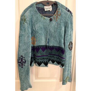 Vintage Kristen Jensen USA Art Knit Sweater Jacket M